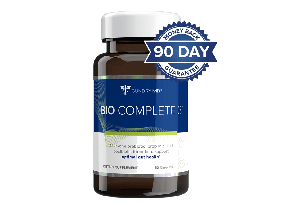 Bio Complete 3 bottle with a 90-day money-back guarantee badge